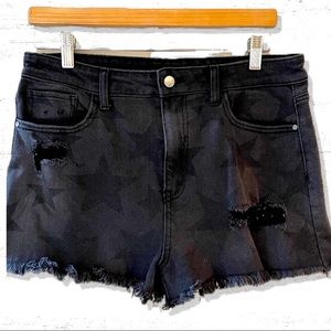 Black denim ripped star shorts junior size 13